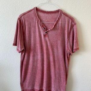 Lucky Brand Mens Burnout Button Notch Shirt Cowhide Large